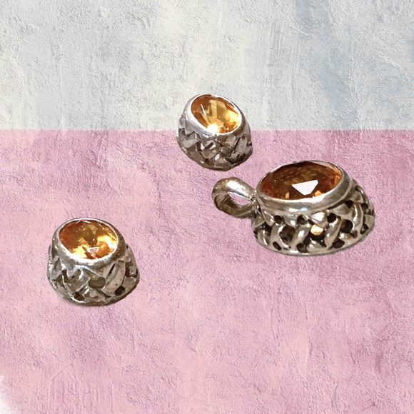 SILVER CITRINE PENDANT & EARRINGS SET - Picture 4 of 9